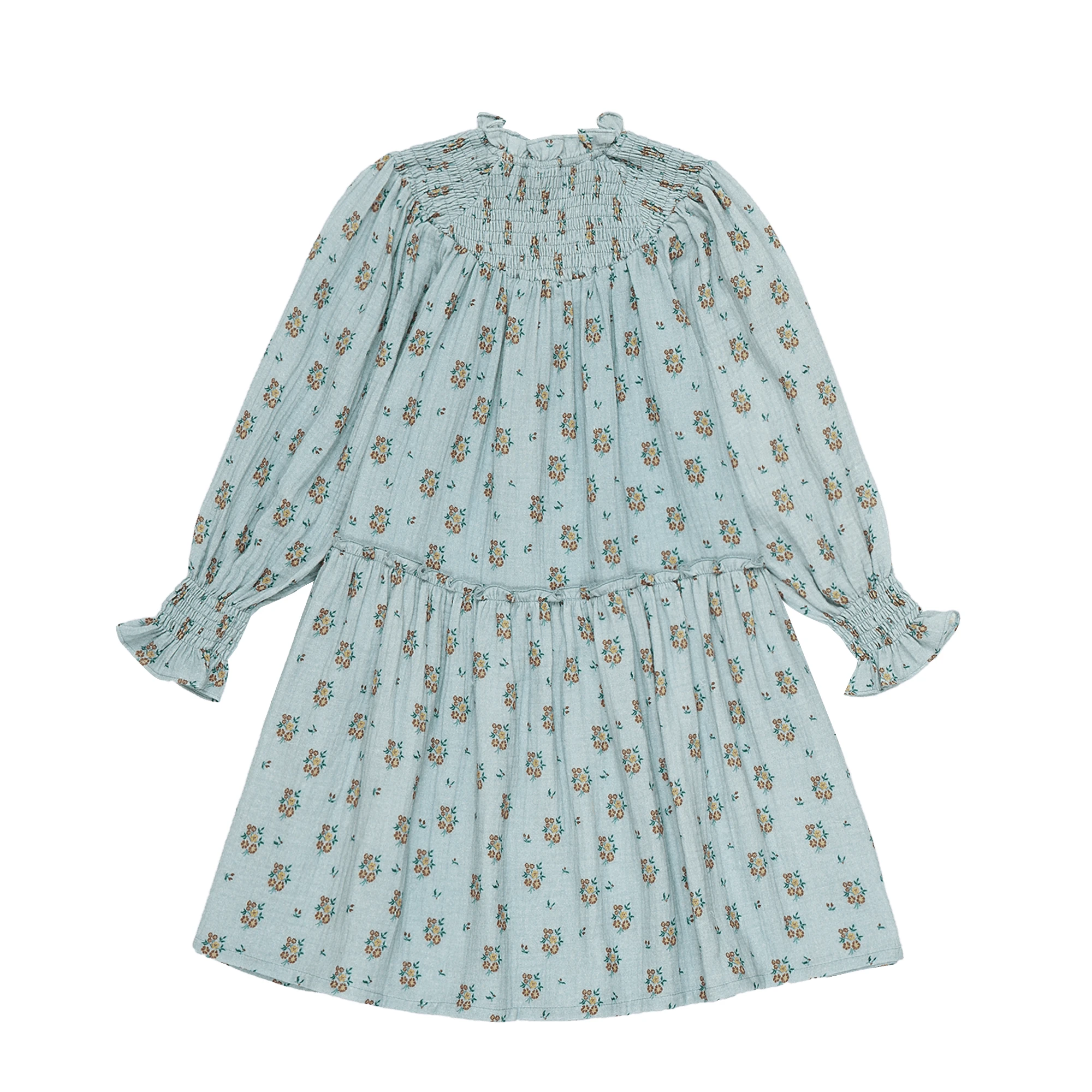 THE NEW SOCIETY High-neck flared cotton midi dress JIMENA Blue
