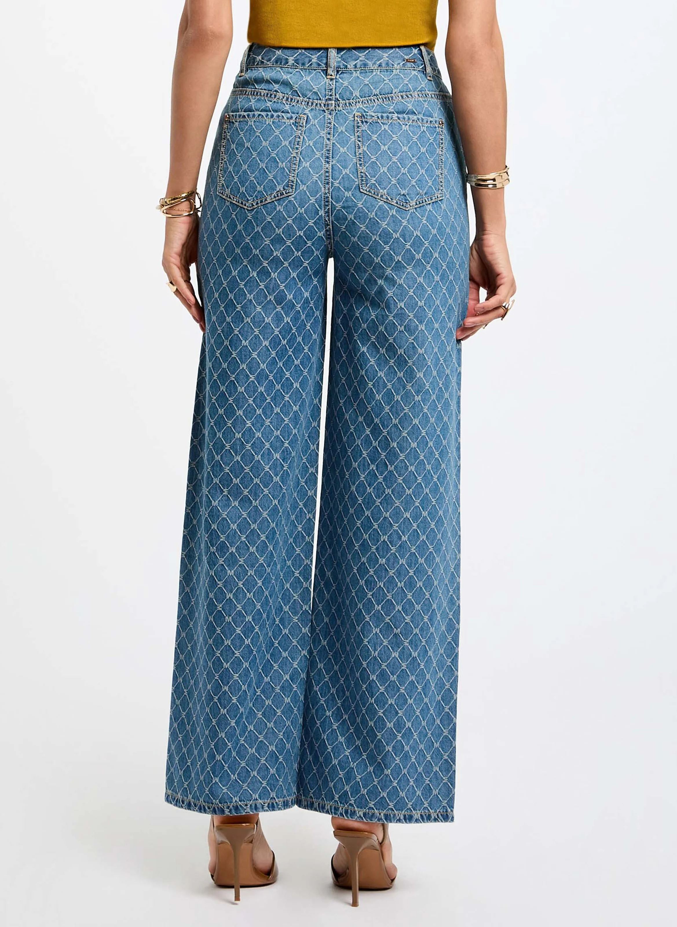 MORGAN High-waisted wide-leg printed jeans 252-PSTEL Multicolored
