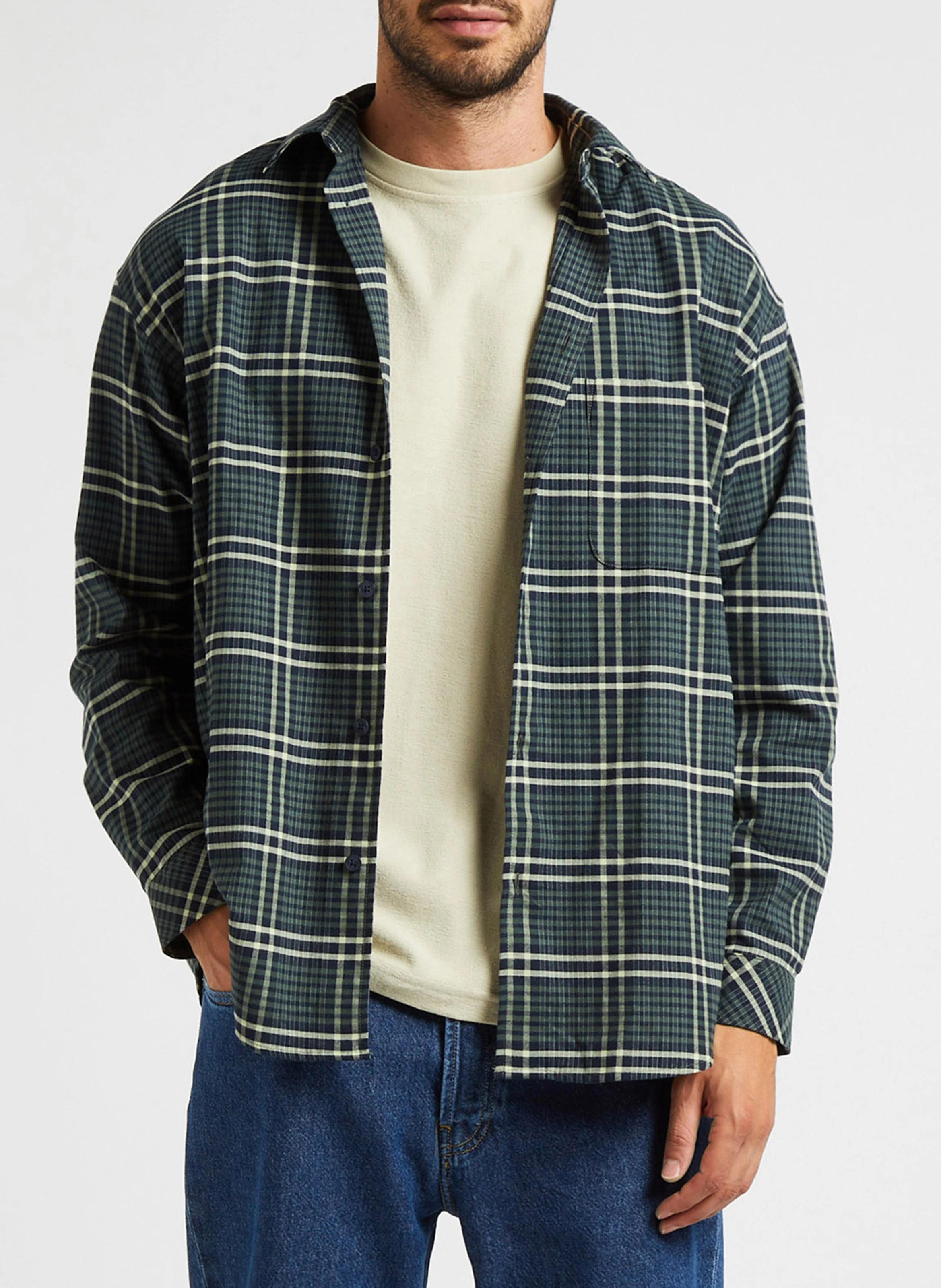 SAMSOE SAMSOE Checked cotton shirt with classic collar LUAN Grey 1 SAMSOE SAMSOE Checked cotton shirt with classic collar LUAN Grey