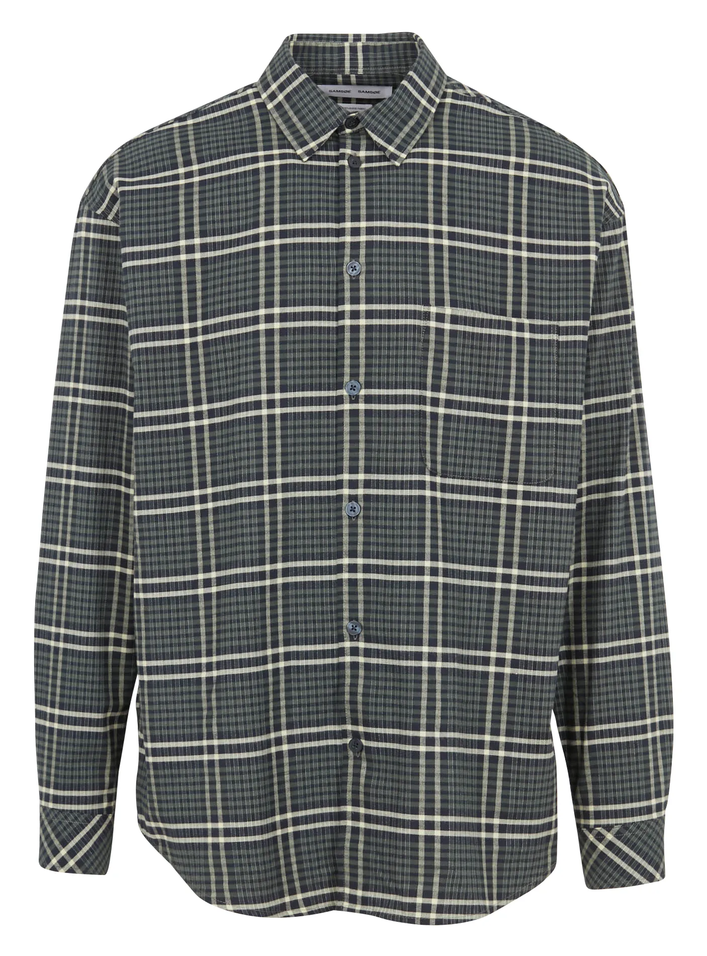 SAMSOE SAMSOE Checked cotton shirt with classic collar LUAN Grey 2 SAMSOE SAMSOE Checked cotton shirt with classic collar LUAN Grey
