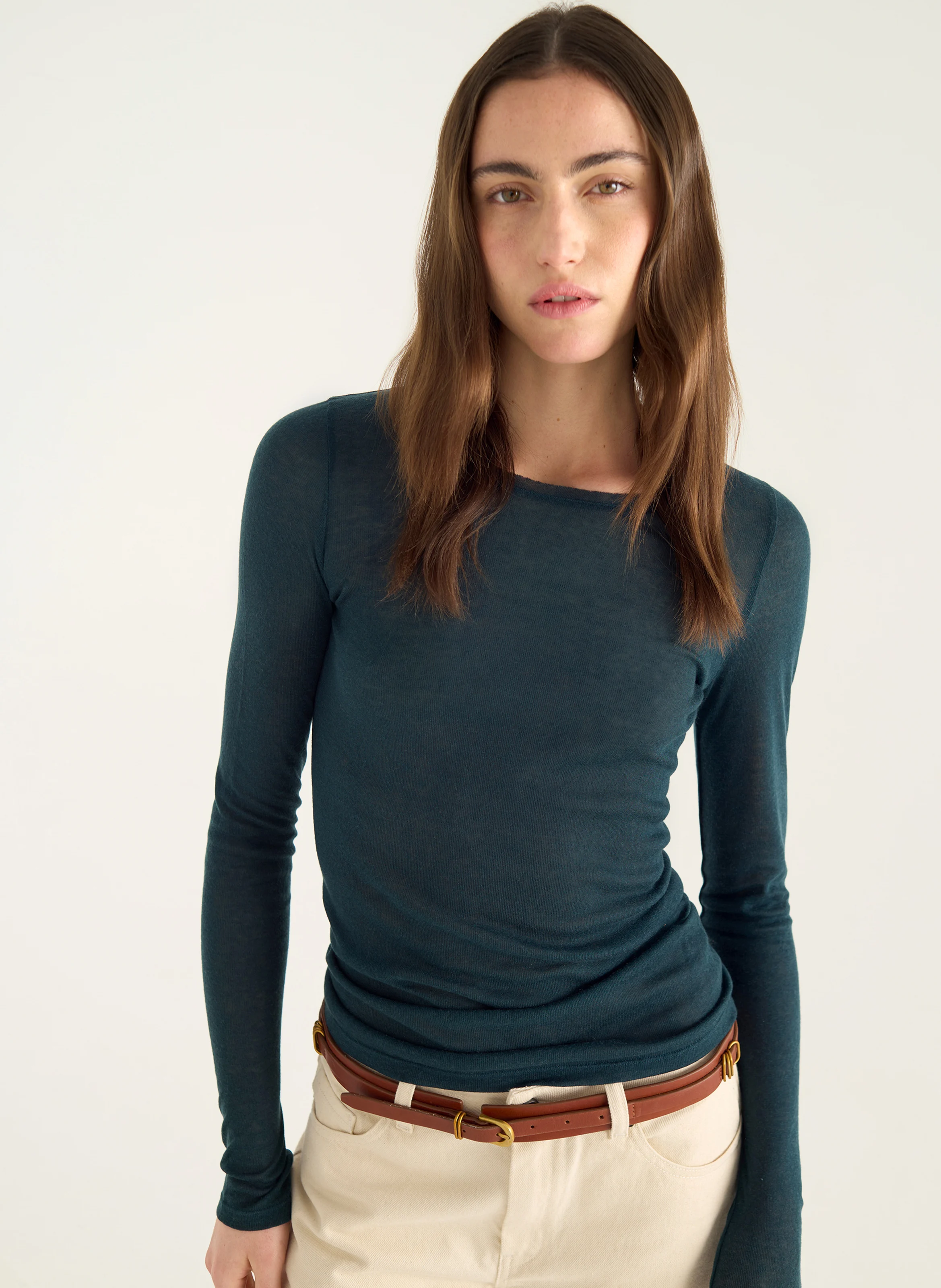 ACOTE Plain long-sleeved T-shirt Green