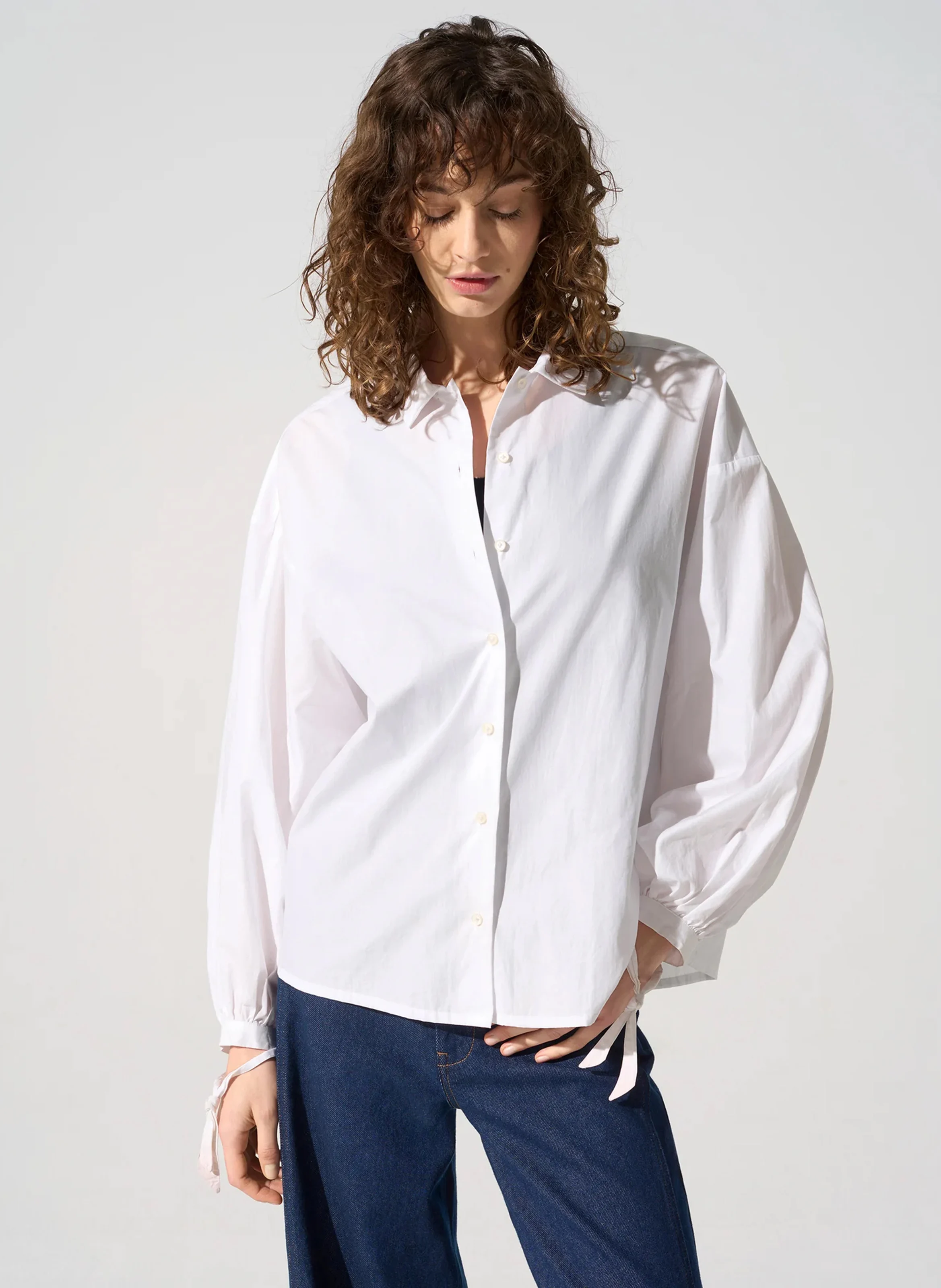 ACOTE Capri plain oversized shirt White