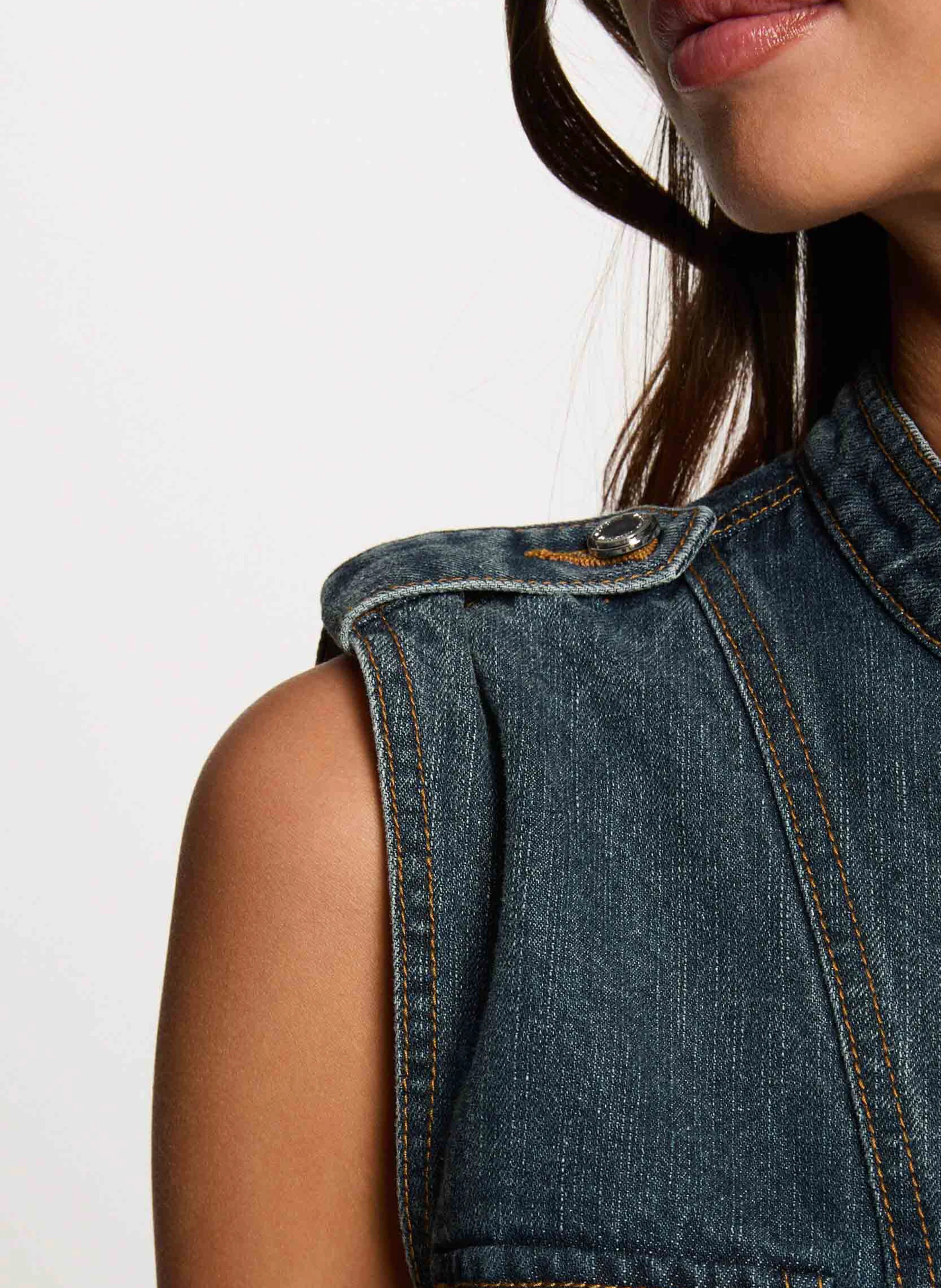 MORGAN Short denim dress with high neck 252-RNAPA Multicolored
