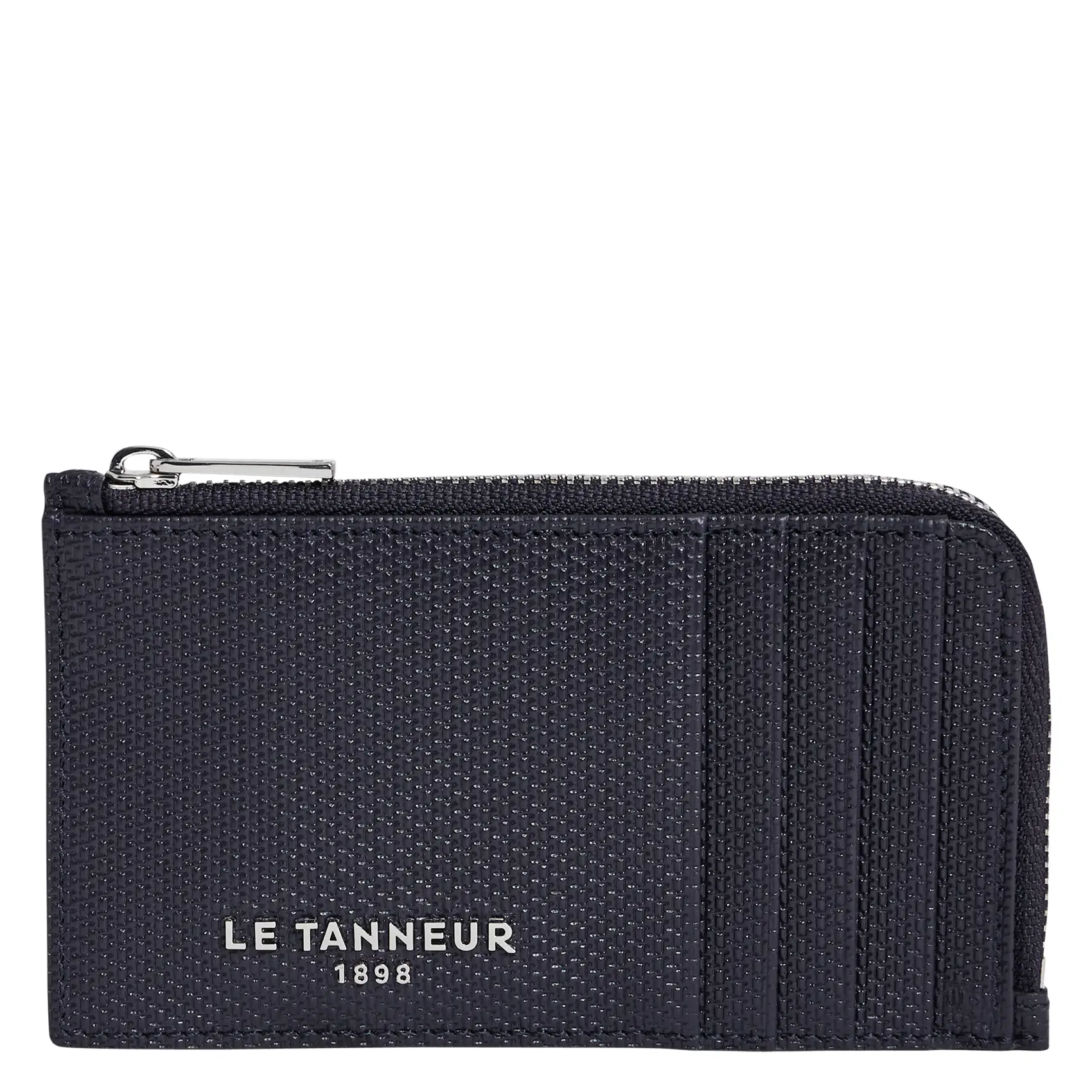 LE TANNEUR Monogrammed leather zipped card case EMILE Blue