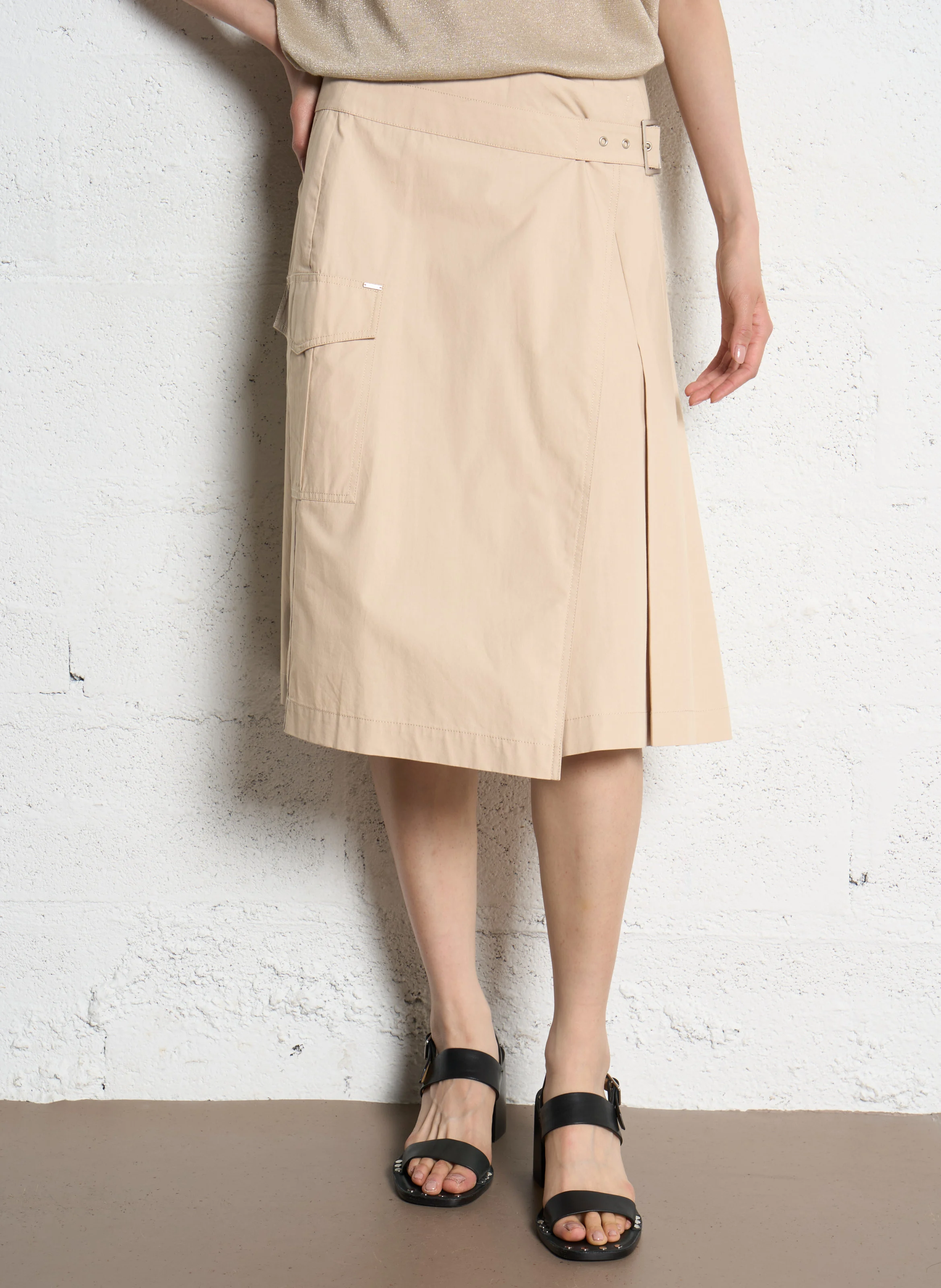 IKKS A-line cotton skirt Beige