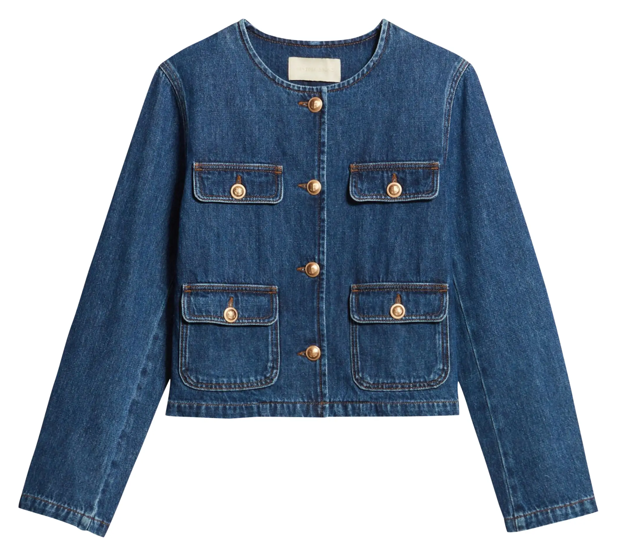 VANESSA BRUNO Cropped denim jacket with decorative buttons DEANA Blue 2 VANESSA BRUNO Cropped denim jacket with decorative buttons DEANA Blue