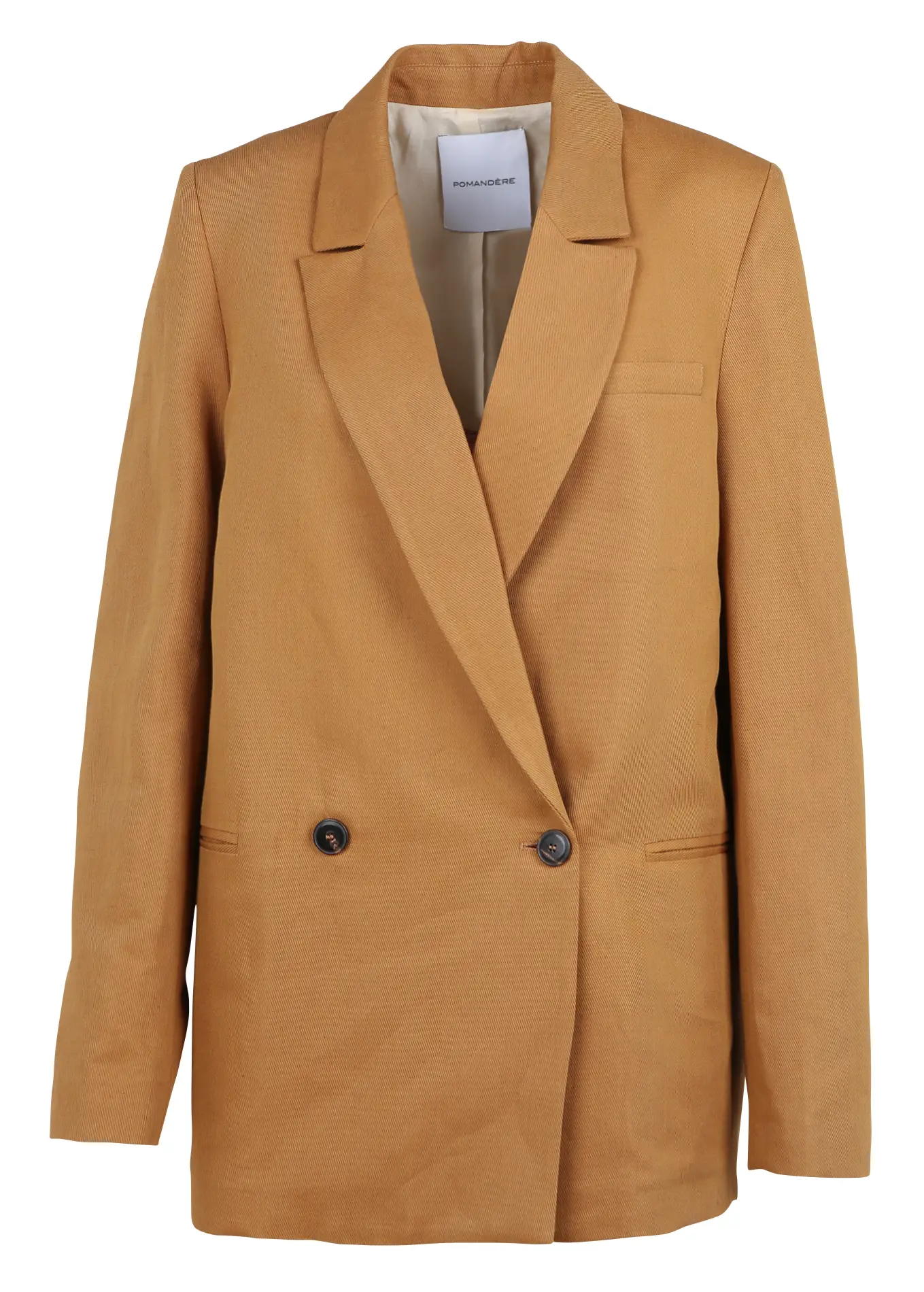 POMANDERE Straight cotton and linen jacket with tailored collar Brown 1 POMANDERE Straight cotton and linen jacket with tailored collar Brown