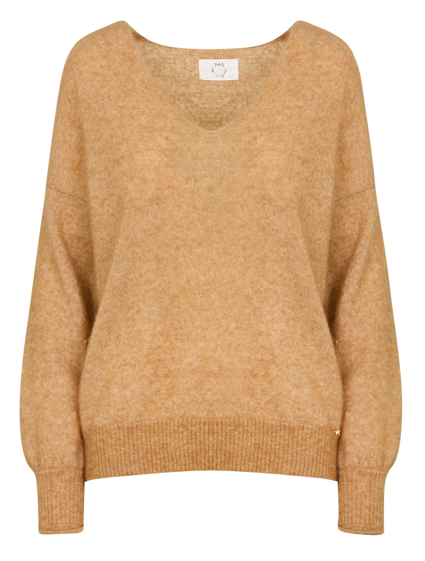 DES PETITS HAUTS Loose-fit wool-blend sweater with V-neck DONALD Brown 2 DES PETITS HAUTS Loose-fit wool-blend sweater with V-neck DONALD Brown