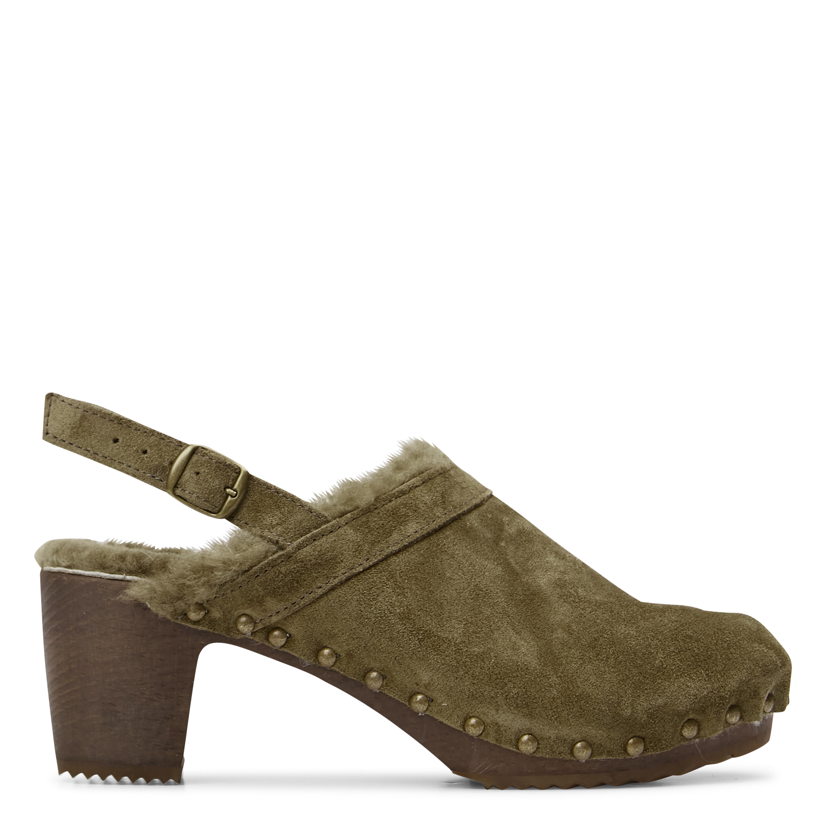BOSABO Fur-lined suede clogs CARLINE Beige