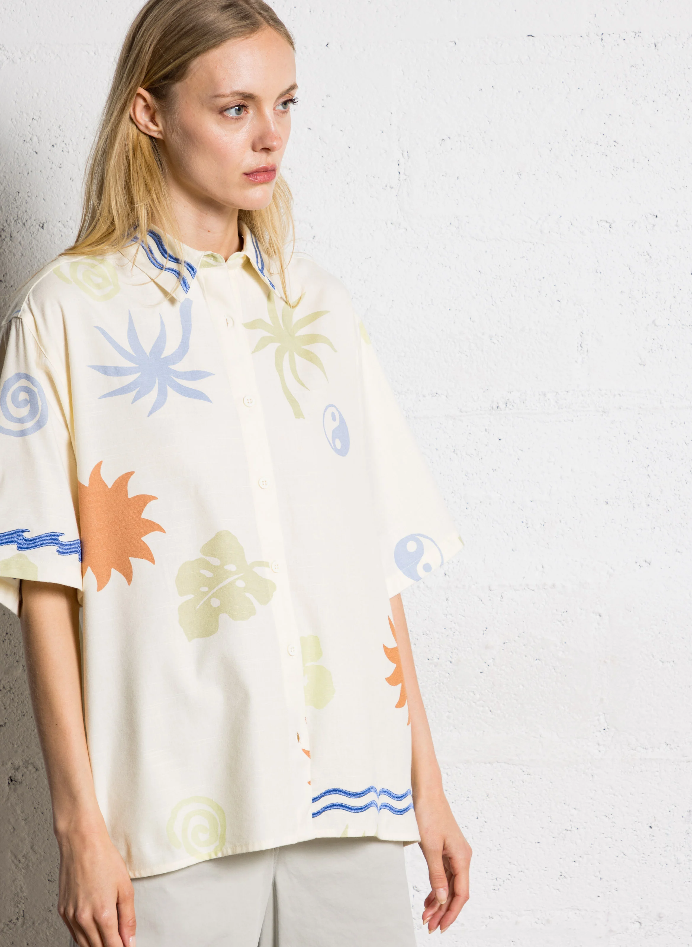 BILLABONG Oversize cotton-blend shirt SUN SYMBOL Multicolored