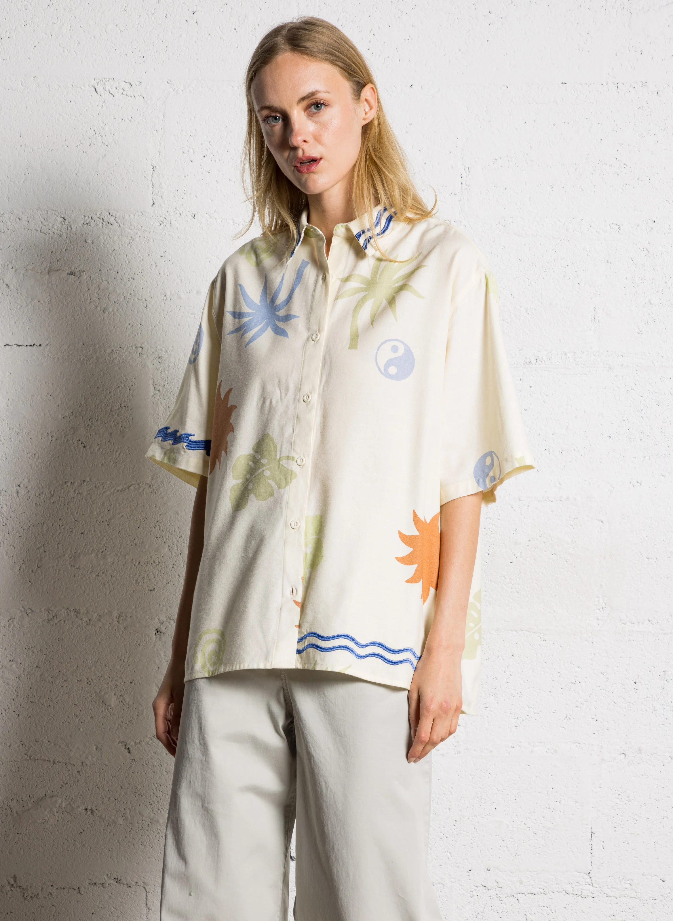 BILLABONG Oversize cotton-blend shirt SUN SYMBOL Multicolored