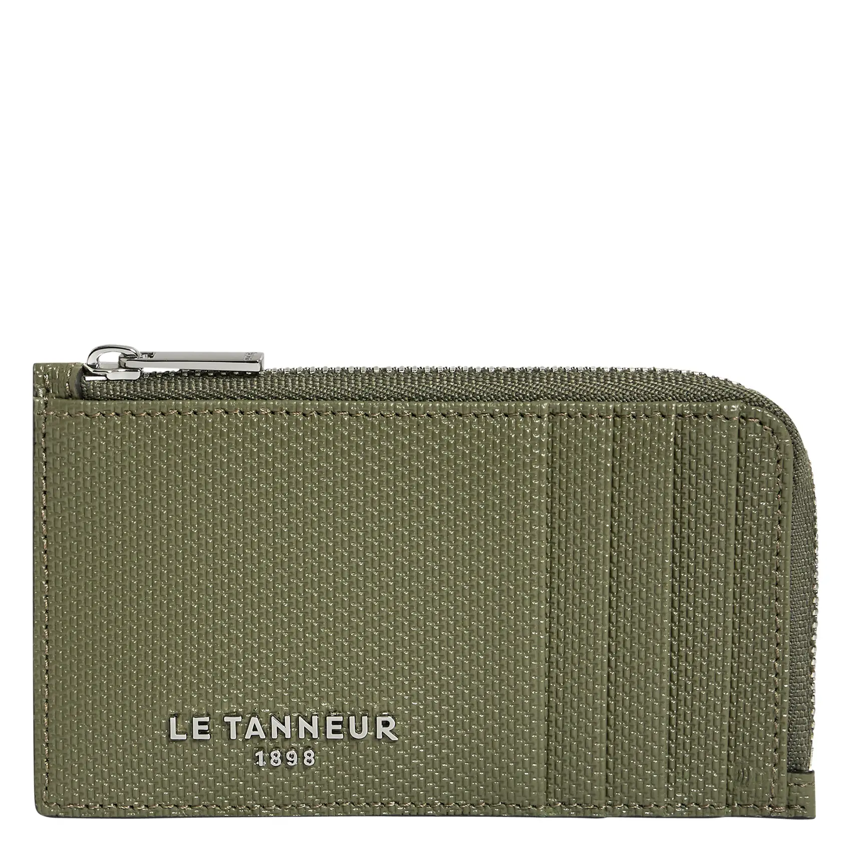 LE TANNEUR Monogrammed leather zipped card case EMILE Green