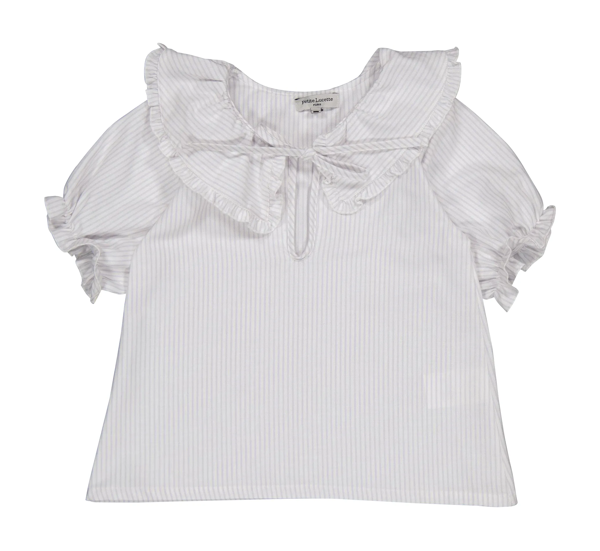 PETITE LUCETTE Striped organic cotton blouse with Peter Pan collar ANAEL White