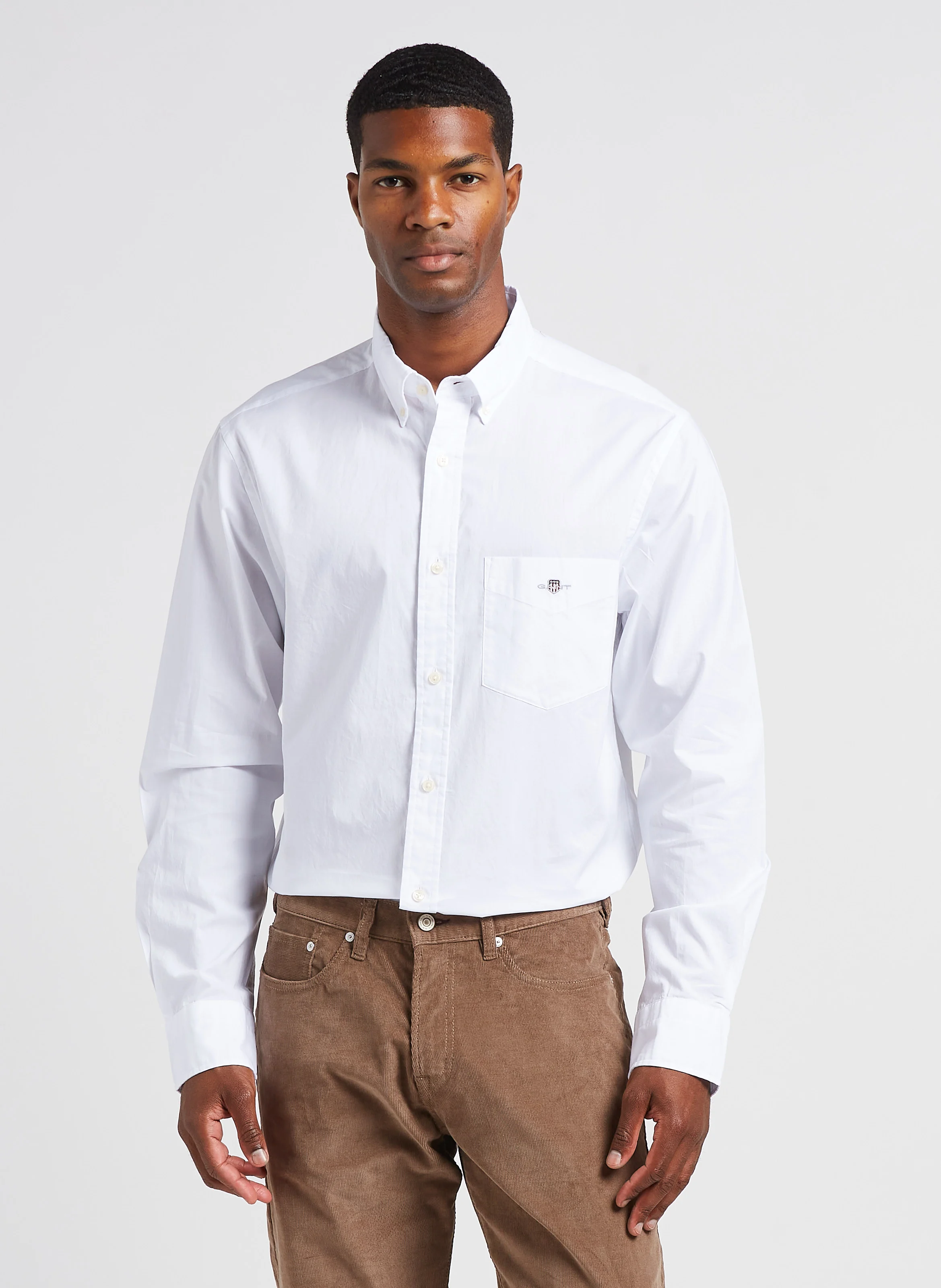 GANT Straight-cut recycled cotton shirt with classic collar White