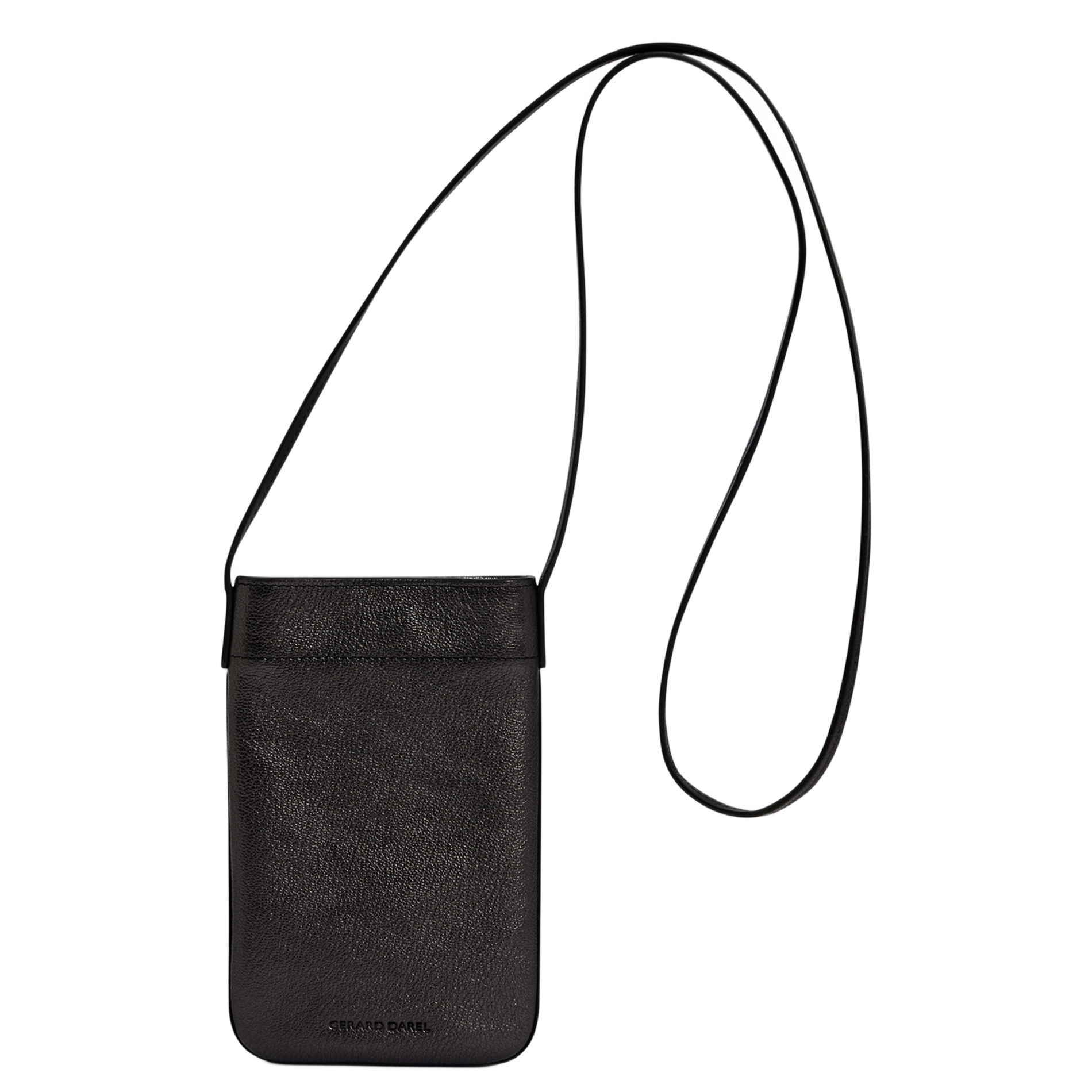 GERARD DAREL Leather flap bag with logo LADYPHONE Grey