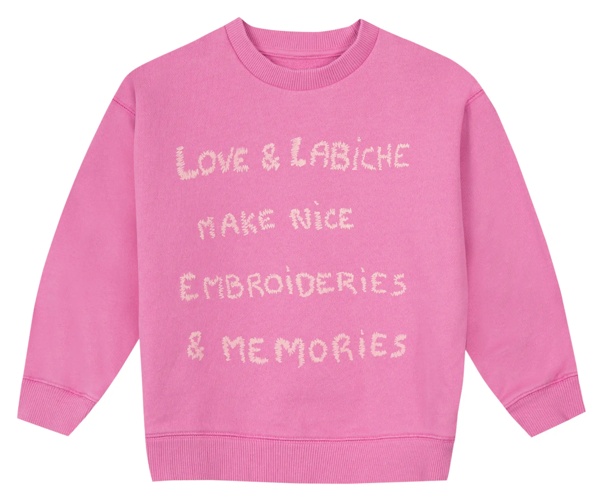 MAISON LABICHE Embroidered organic cotton round-neck sweatshirt PEREIRE LOVE & LABICHE Pink