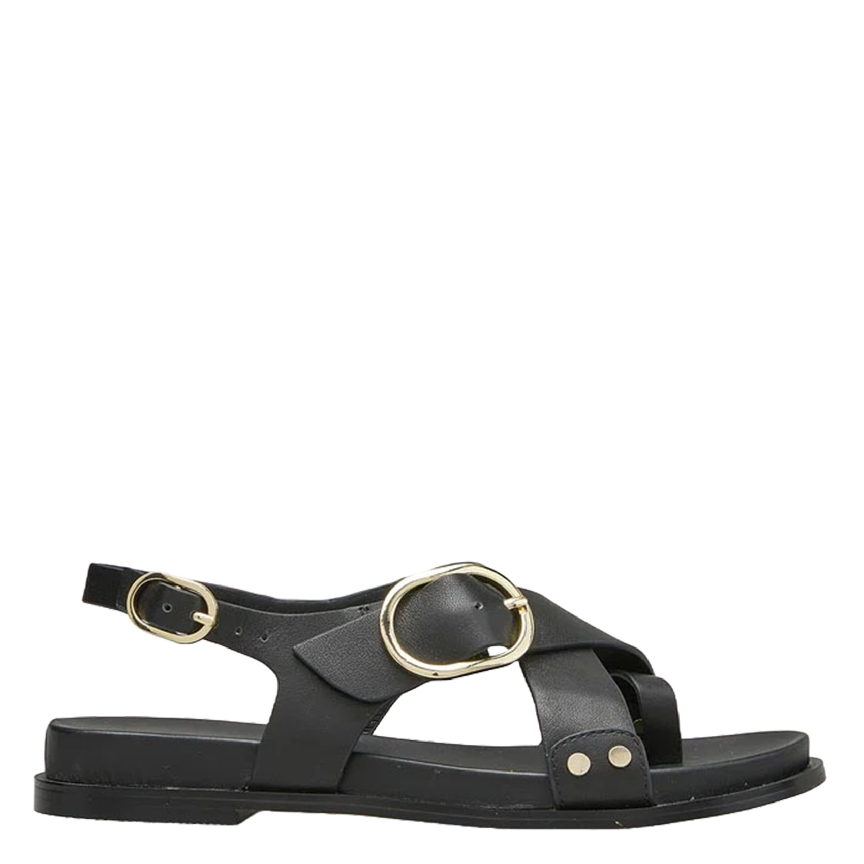COSMOPARIS Aouda flat leather sandals CARELL Black
