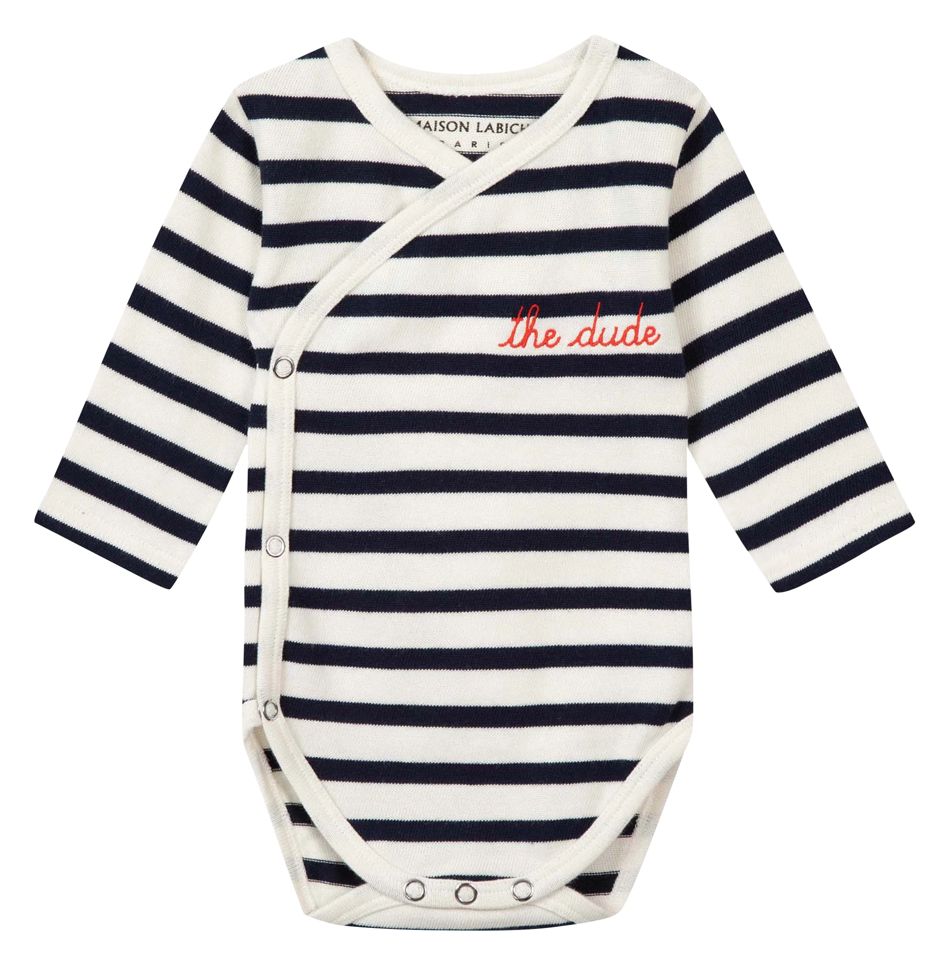 MAISON LABICHE ?The Dude" sailor-stripe bodysuit in organic cotton THE DUDE White
