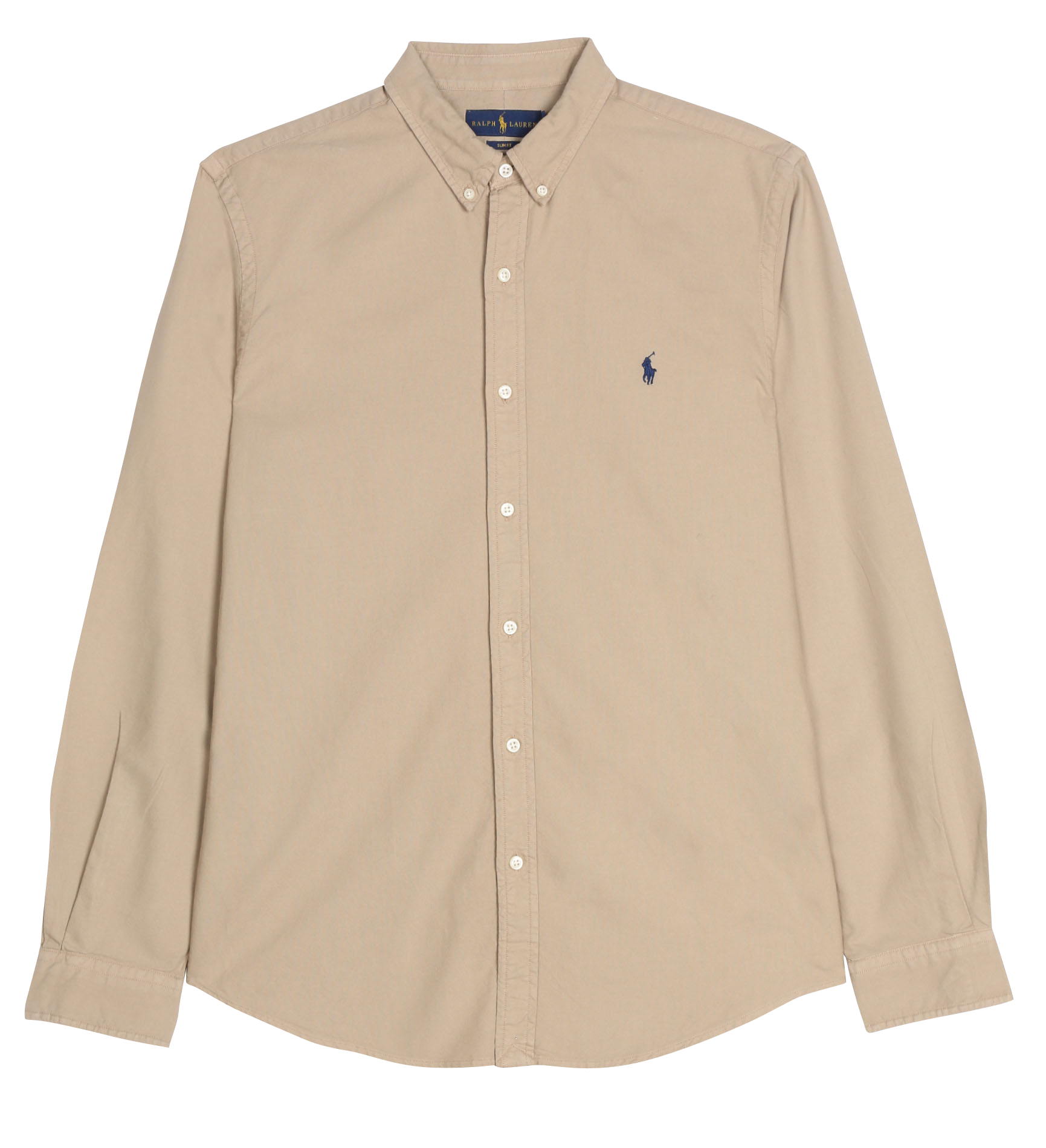 POLO RALPH LAUREN Slim-fit cotton shirt with classic collar Beige