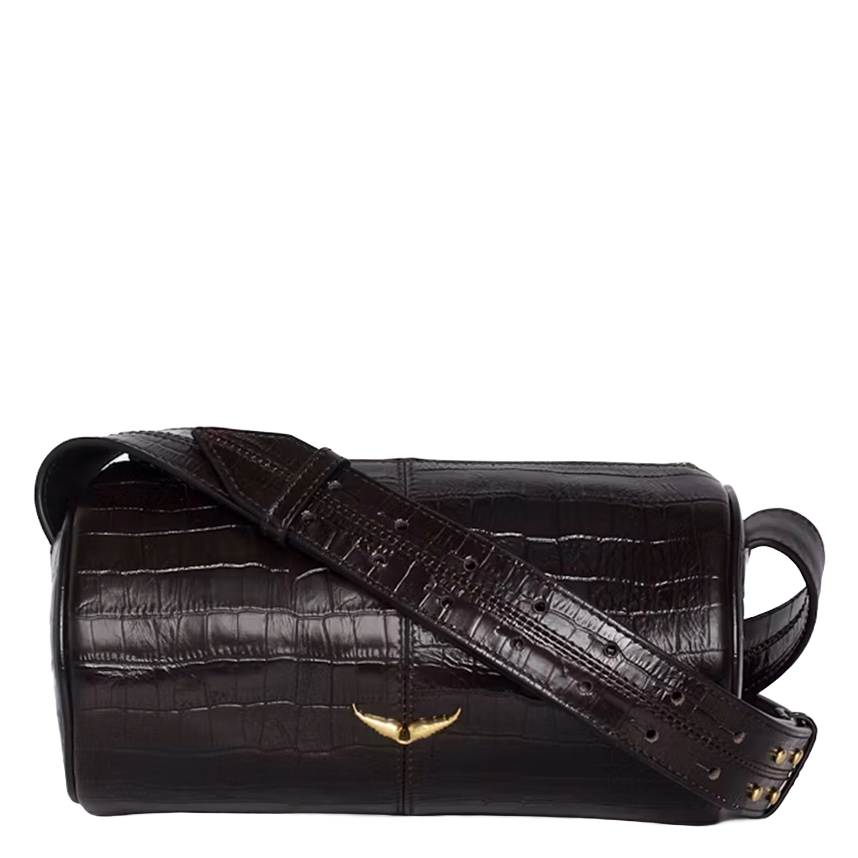 ZADIG&VOLTAIRE Croc-embossed leather shoulder bag LE DOUDOU Brown