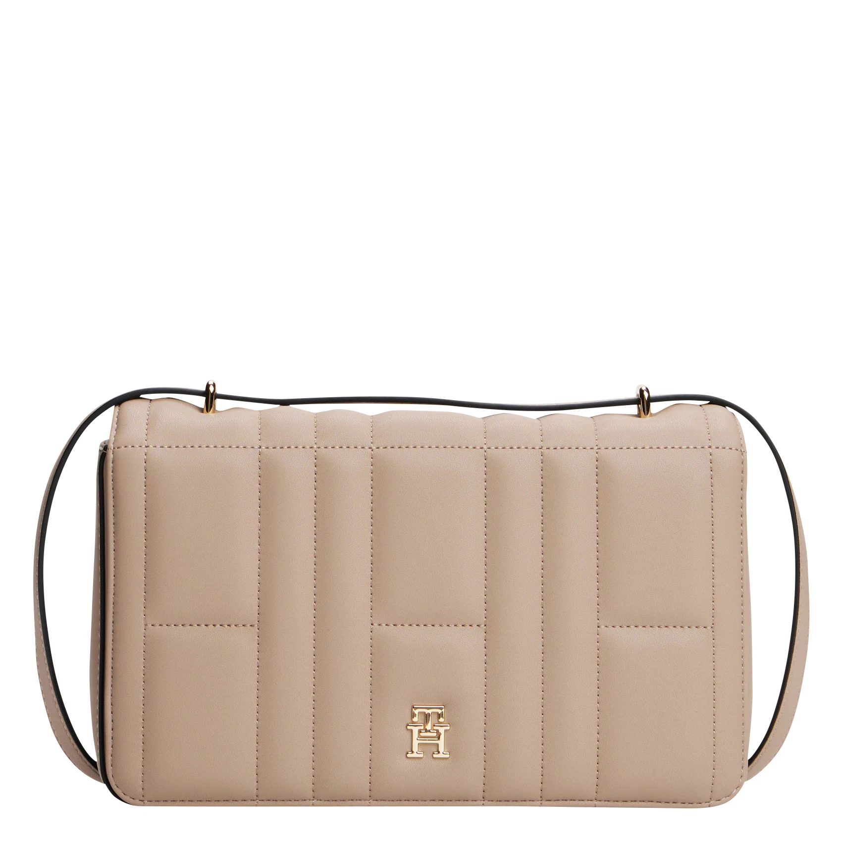 TOMMY HILFIGER Quilted monogram crossbody bag Beige