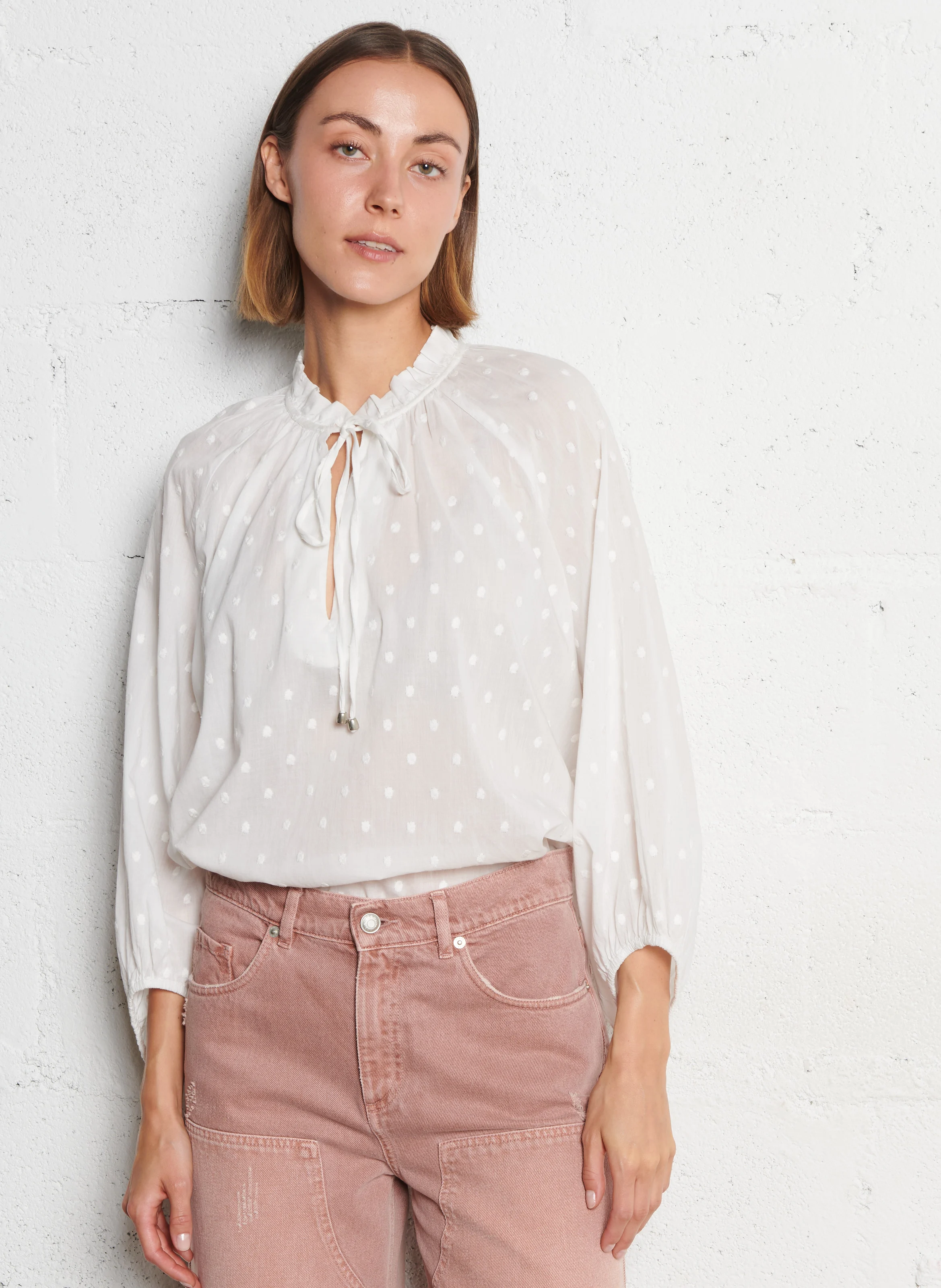 IKKS Oversized cotton blouse with pattern White