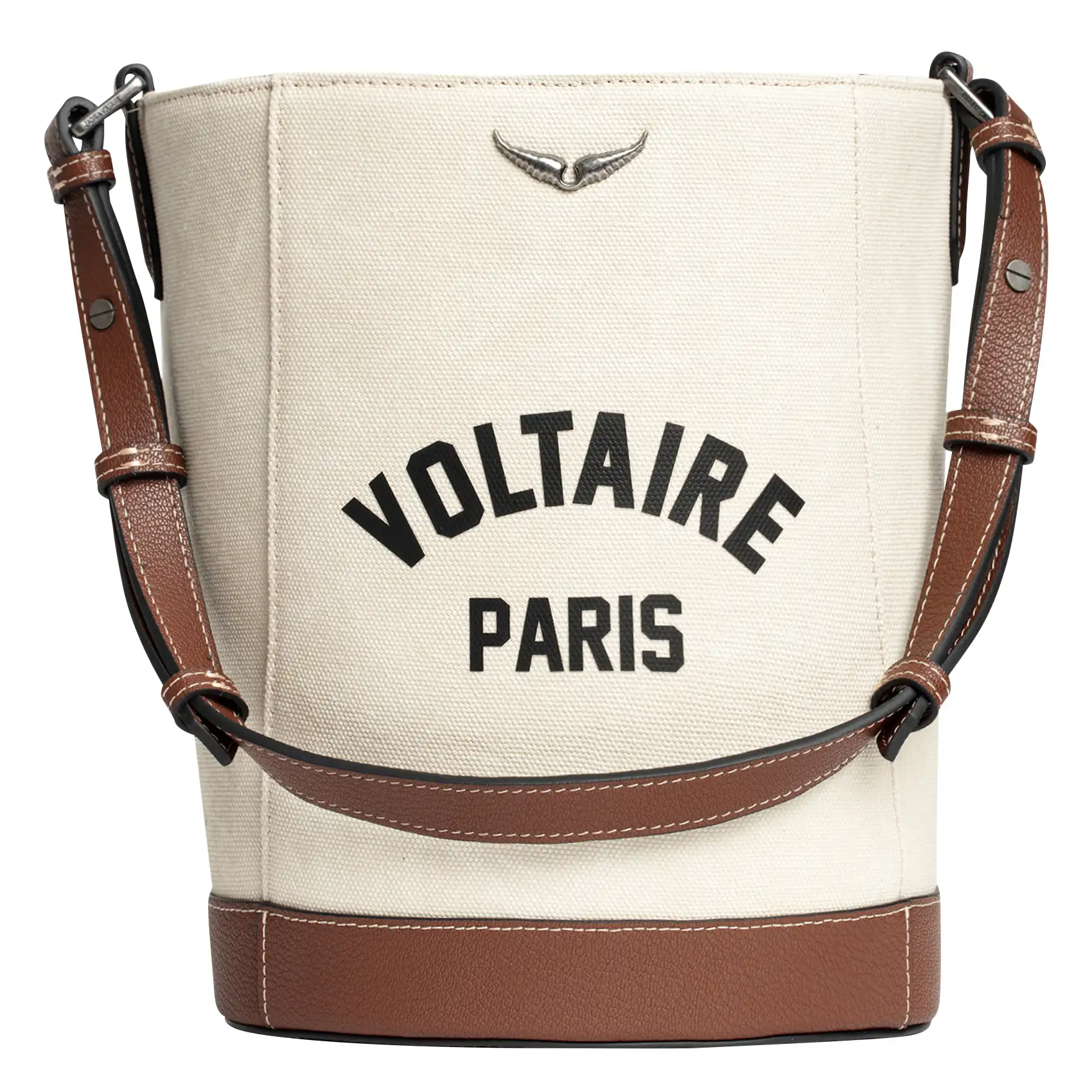 ZADIG&VOLTAIRE Cotton tote bag with studs Z BUCKET White