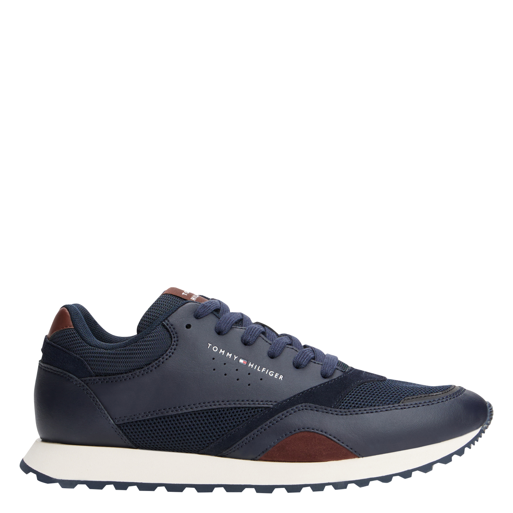TOMMY HILFIGER Low-top leather mix sneakers Blue