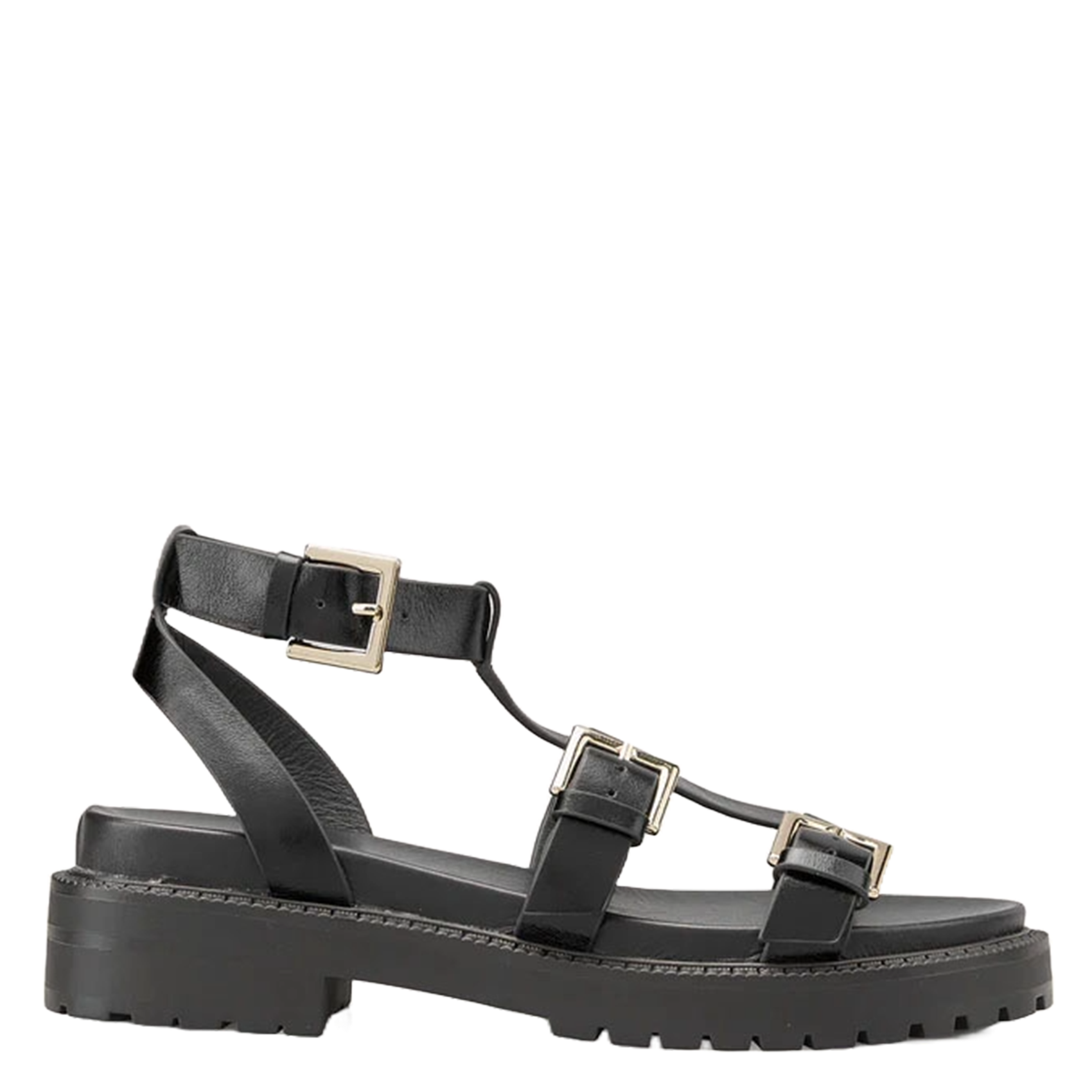 COSMOPARIS Aouda flat leather sandals HIJOUX Black
