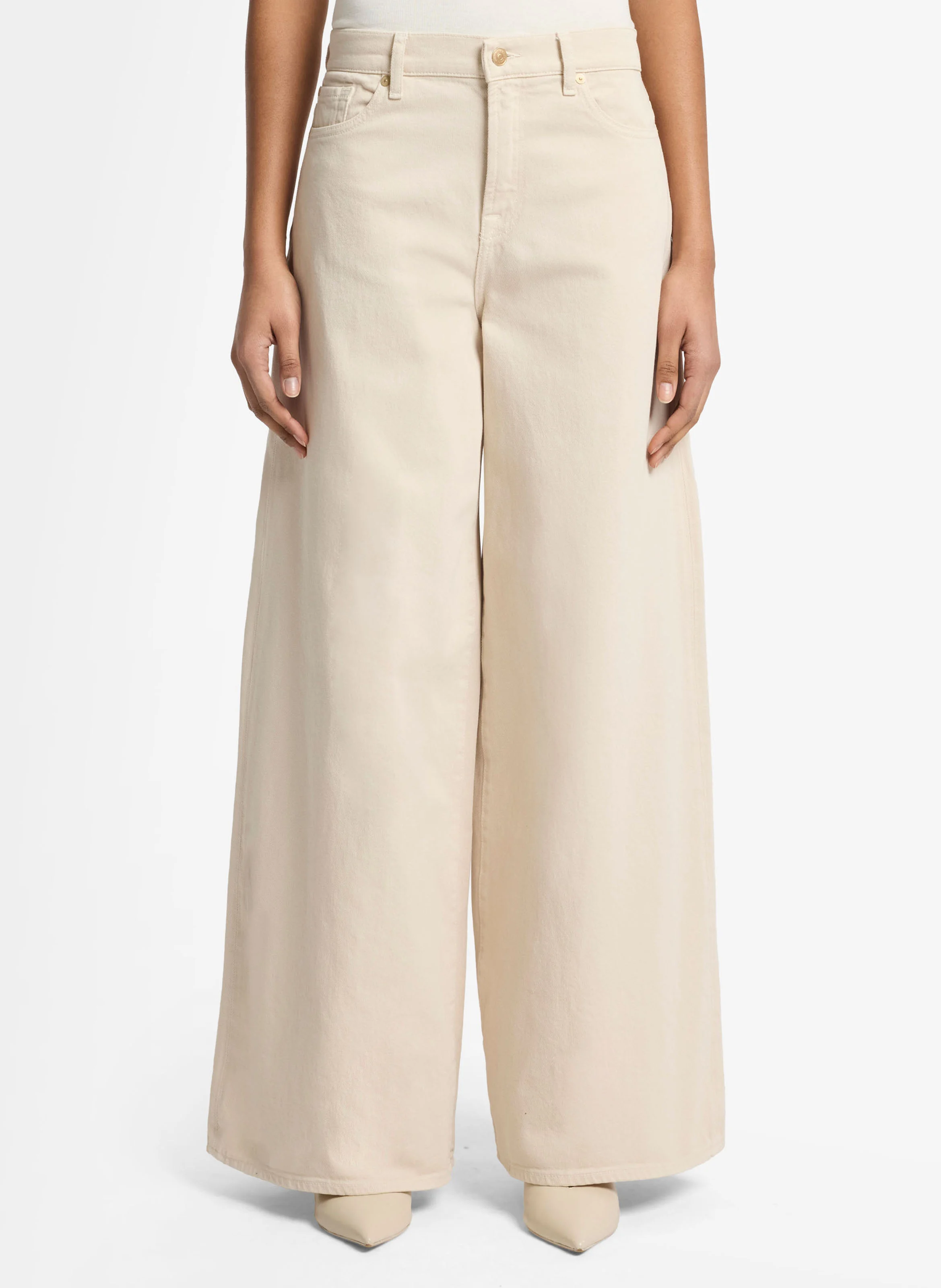 7 FOR ALL MANKIND Straight cotton-blend pants MARIE White
