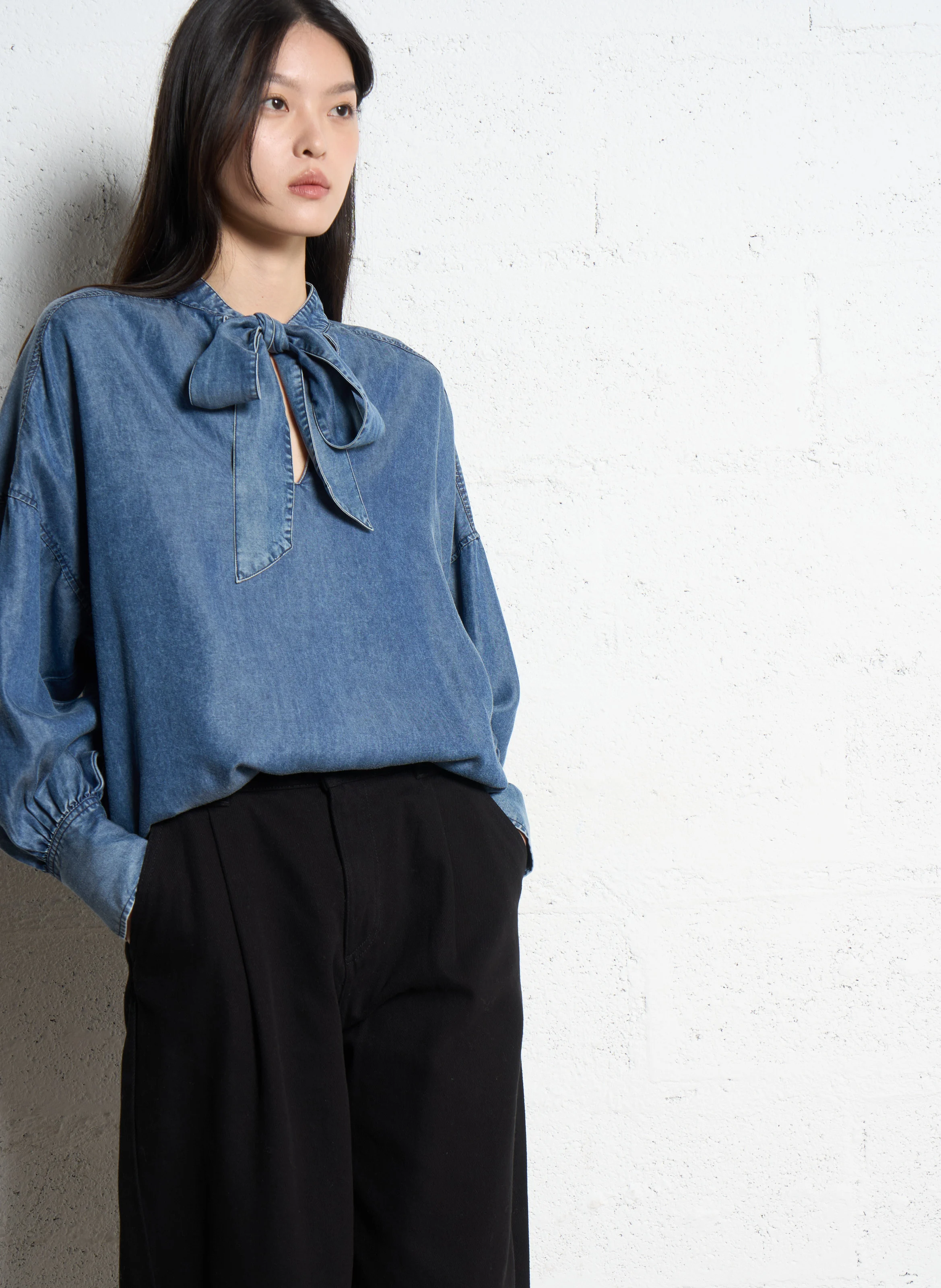 IKKS Oversized denim blouse Blue