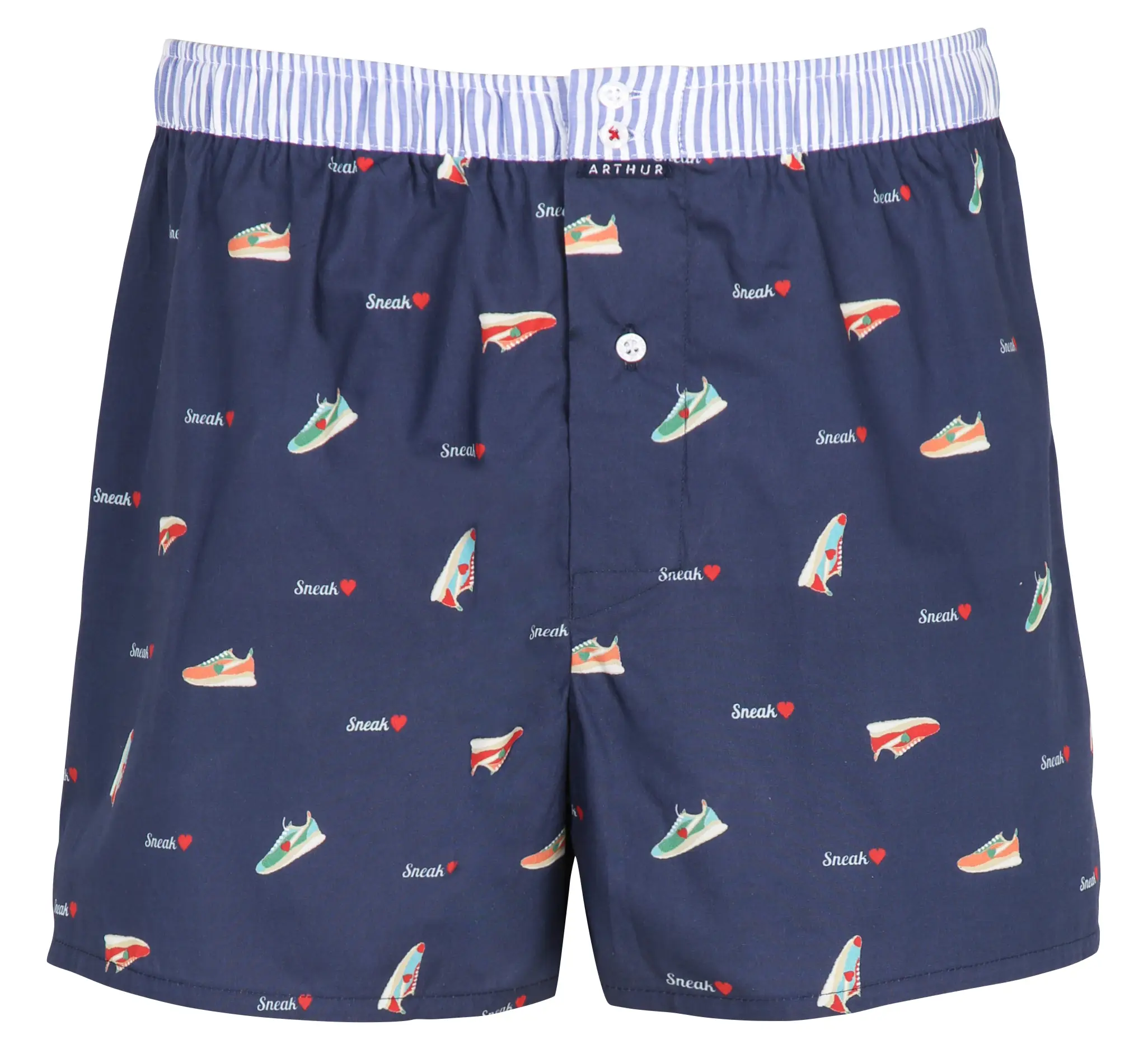 ARTHUR Printed cotton boxer shorts Blue