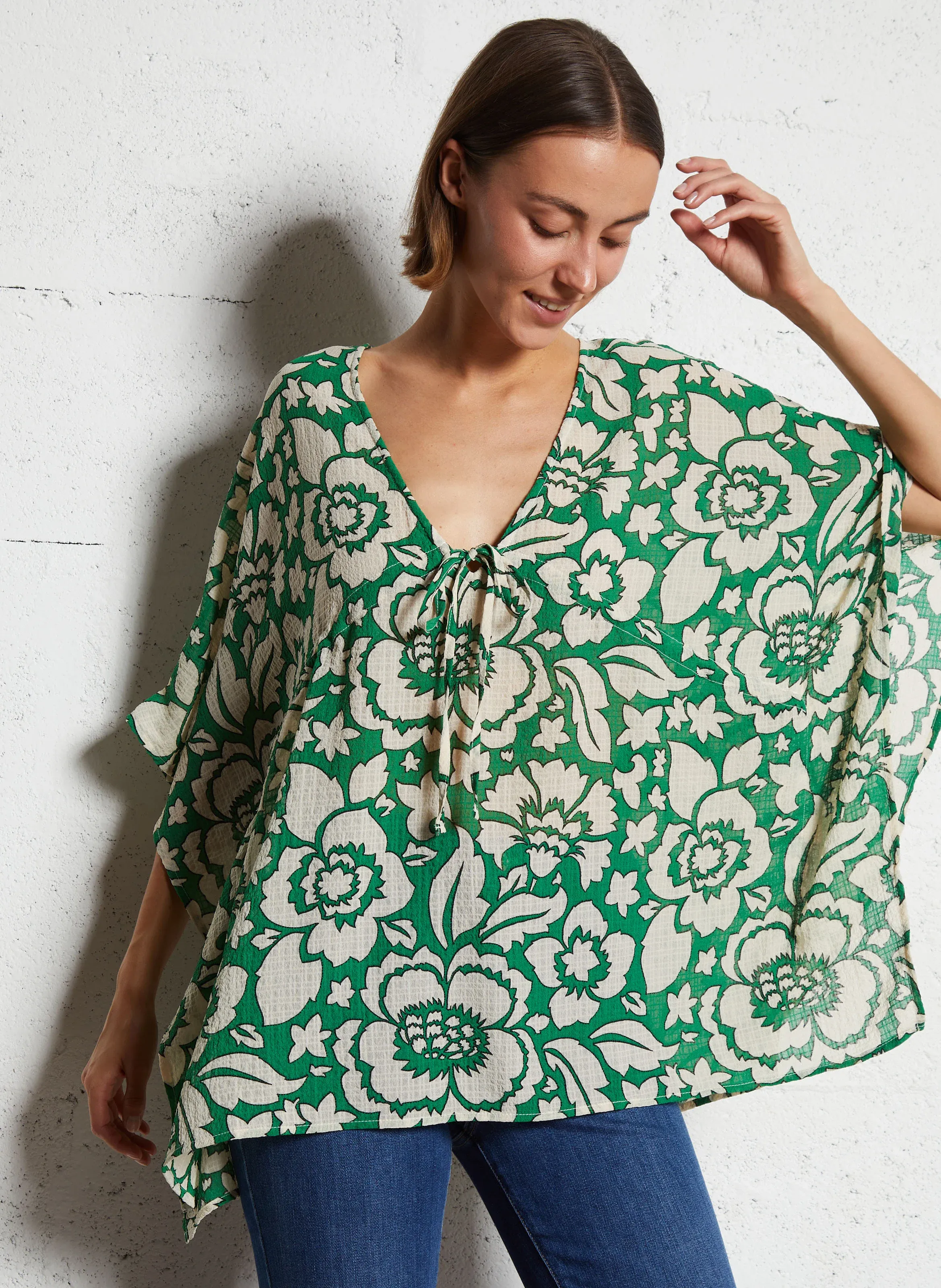 IKKS Printed blouse with collar Green